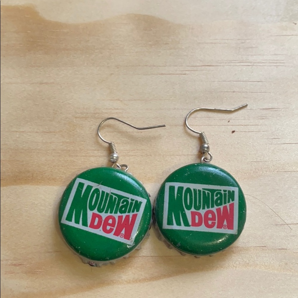 Mountain Dew bottle cap earrings